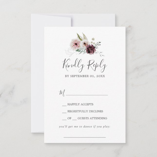 Floral Romance Song Request RSVP Card (Front)