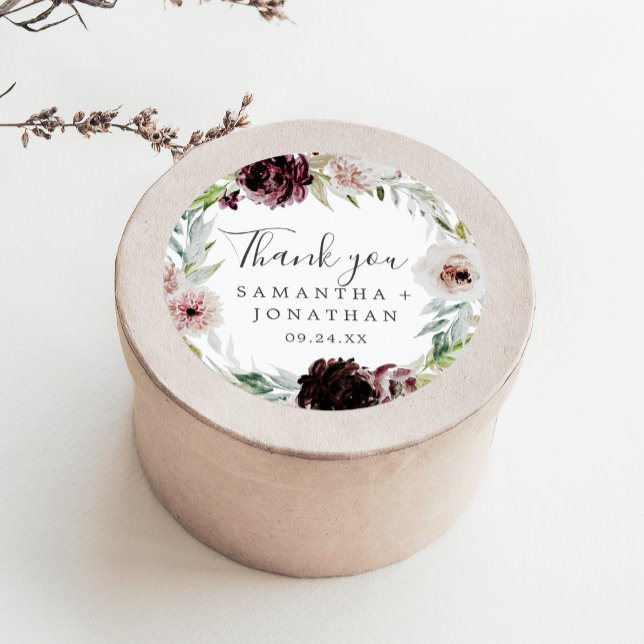 Floral Romance Thank You Wedding Favour Sticker (Creator Uploaded)