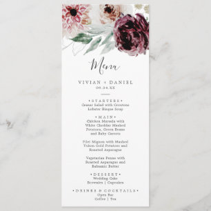 Floral Romance Wedding Dinner Menu