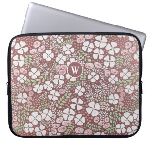Floral Romantic Blush Pink Roses White Flowers Laptop Sleeve