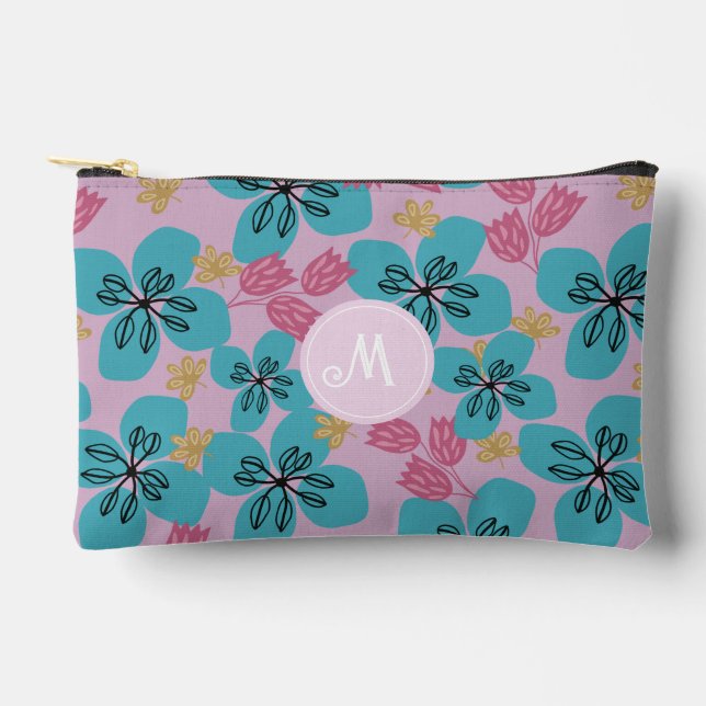 Floral romantic monogram pink pretty Cut Sew Bag (Front)