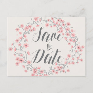 Floral Romantic Save The Date Postcards Wreath