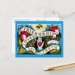 Floral Romantic Valentine Love Friendship Masonic Postcard
