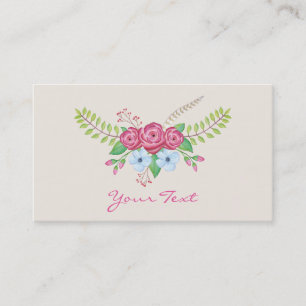 Floral Romantic Watercolor Flowers Business Card