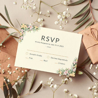 Floral romantic wedding RSVP Card