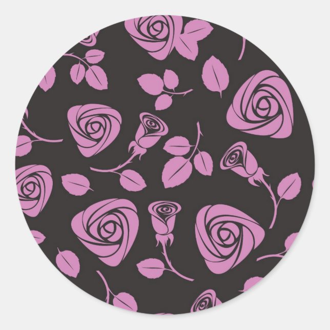Floral Rose Background Classic Round Sticker (Front)
