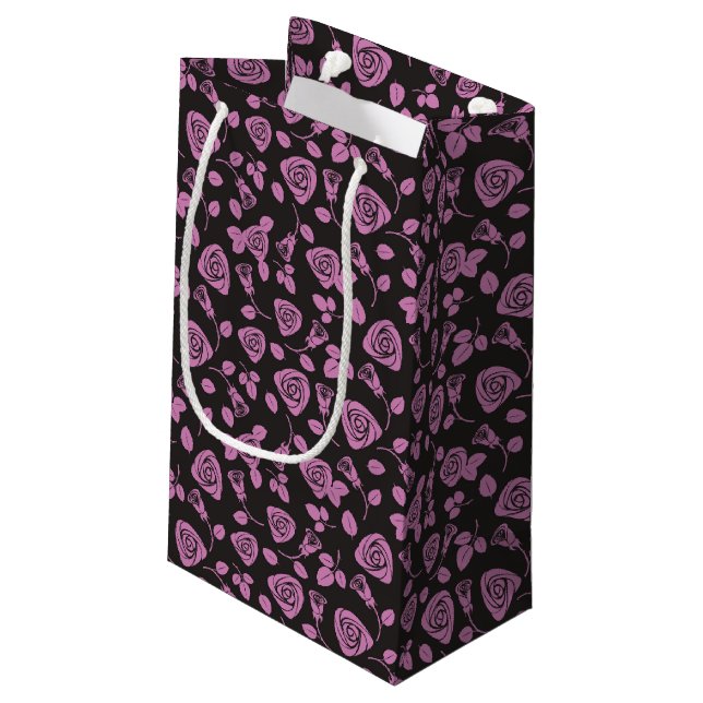 Floral Rose Background Small Gift Bag (Back Angled)