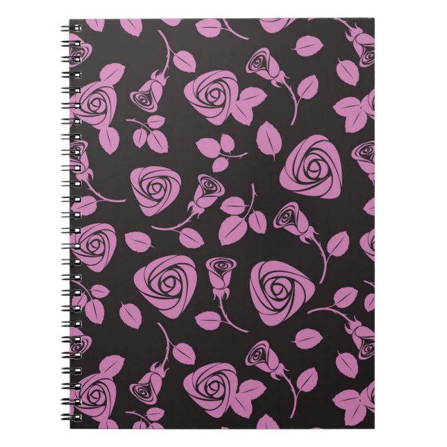 Floral Rose Background Spiral Notebook (Front)