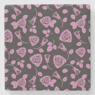 Floral Rose Background Stone Coaster