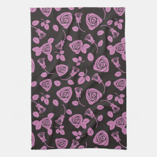 Floral Rose Background Tea Towel