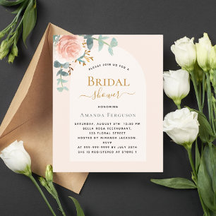 Floral rose blush arch Bridal Shower invitation