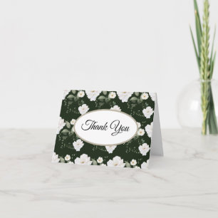Floral Rose Botanical Black White Thank You Card