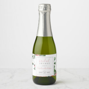 Floral Rose Bridal Shower Mini Sparkling Wine Bott Label