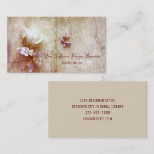 Floral Rose Burgundy Beige Vintage Old Book Pages Business Card