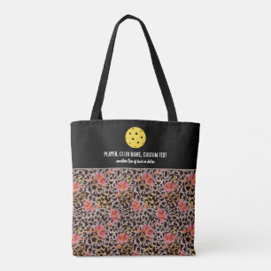 Floral Rose Cheetah Print Custom Pickleball Paddle Tote Bag