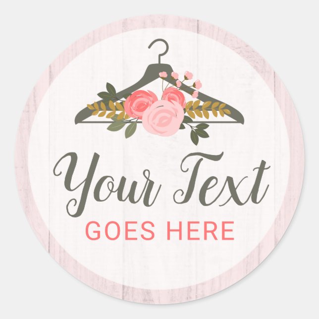 Floral Rose Clothes Hanger Closet Fashion Boutique Classic Round Sticker (Front)