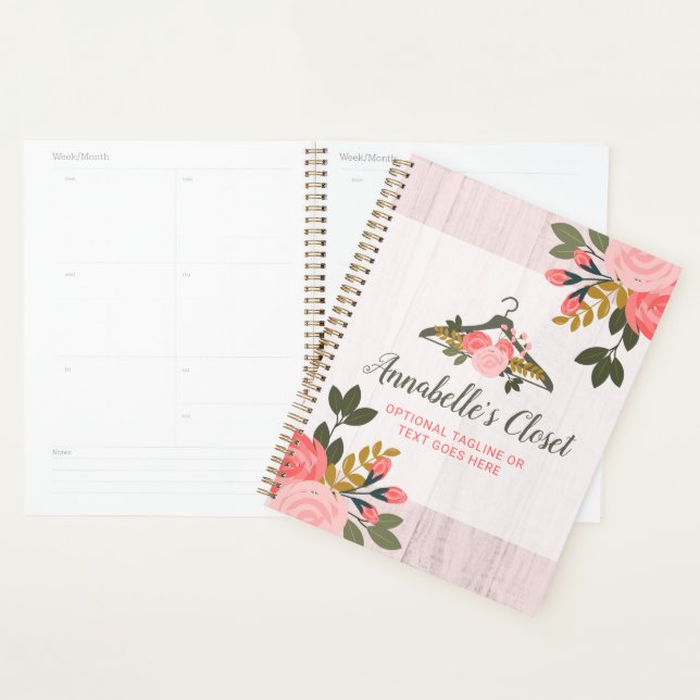 Floral Rose Clothes Hanger Closet Fashion Boutique Planner (Display)