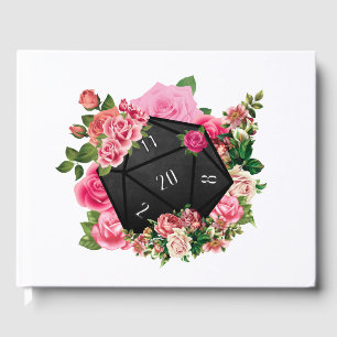 Floral Rose D20 Tabletop RPG Gaming Dice Guest Book