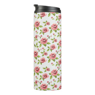 floral rose design art beautiful thermal tumbler