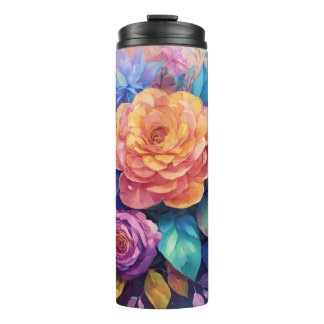 Floral Rose Design Thermal Tumbler
