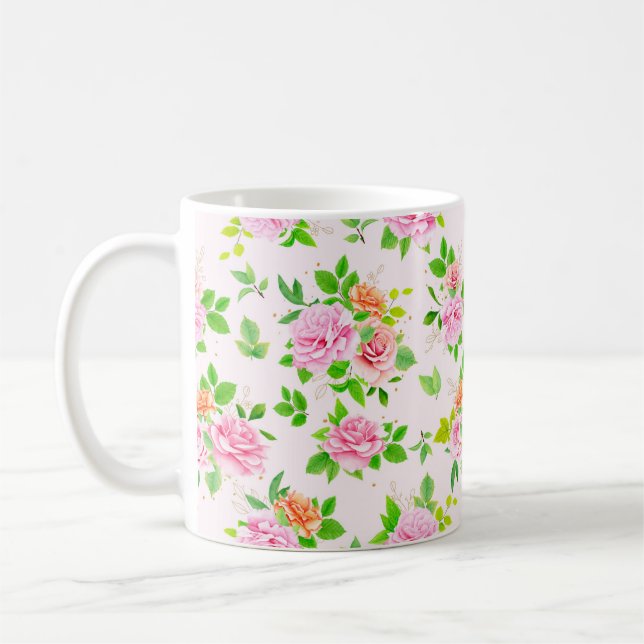 Floral Rose Flowers Pattern-23656  Coffee Mug (Left)