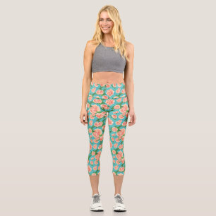 Floral Rose Flowers Pattern Capri Leggings