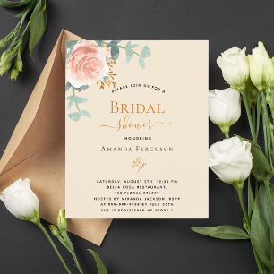 Floral rose gold beige budget Bridal Shower