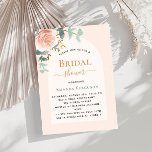 Floral rose gold blush arch luxury Bridal Shower Invitation