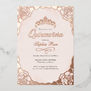 Floral Rose Gold Blush Crown Quinceanera 