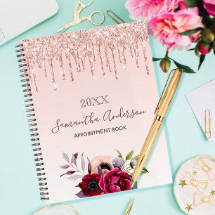 Floral rose gold blush pink drips 2025 planner