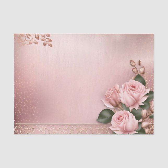 Floral Rose Gold Botanical Tissue Paper (Front)