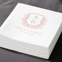 Floral Rose Gold Crest Wedding Monogram