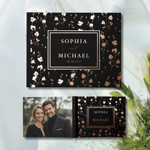 Floral Rose Gold Foil Guest Book Elegant Template