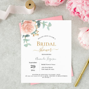 Floral rose gold greenery budget bridal shower
