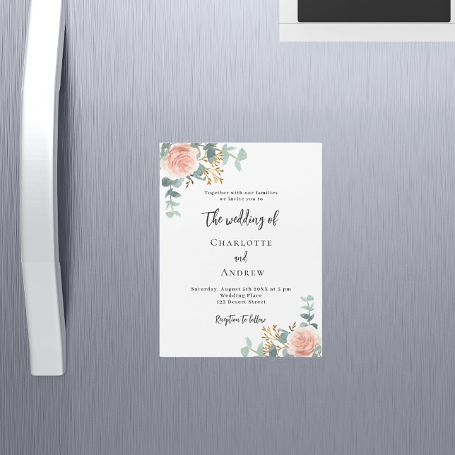 Floral rose gold greenery luxury wedding magnetic invitation (Creator Uploaded)