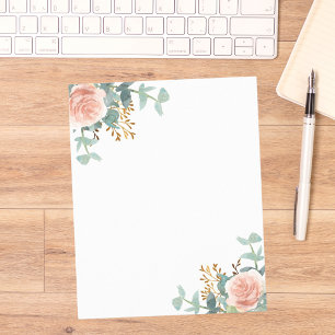 Floral rose gold greenery paper sheet