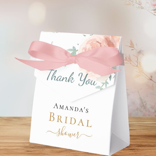 Floral rose gold pink Bridal Shower thank you Favour Box (Creator Uploaded)