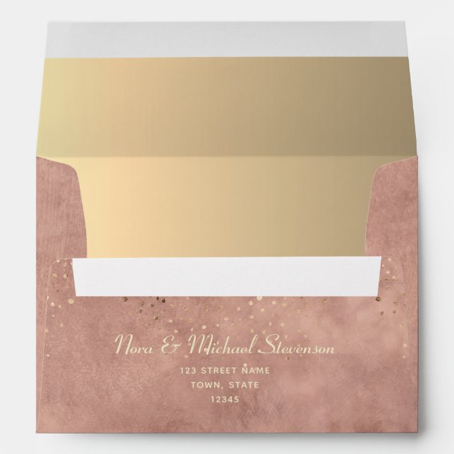 Floral Rose Gold Return Address 5x7 Envelope (Back (Bottom))