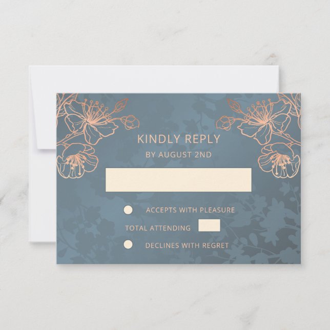Floral Rose Gold Wedding RSVP (Front)