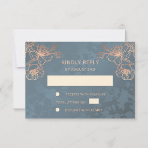 Floral Rose Gold Wedding RSVP Card