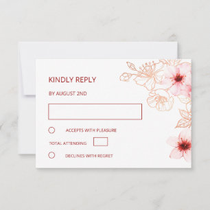 Floral Rose Gold Wedding RSVP Card