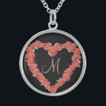 Floral Rose Heart monogram Wedding Party Keepsake Sterling Silver Necklace<br><div class="desc">Customise this design today! This gift is perfect for expression for the special occasion.
 Come check out our store,  for all our cool designs.</div>