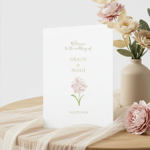 Floral Rose Ivory Folded Card Wedding Program