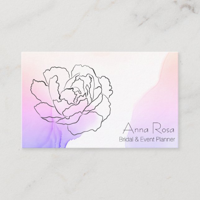 *~* Floral Rose Lavender & Pink Pastel Watercolor Business Card (Front)