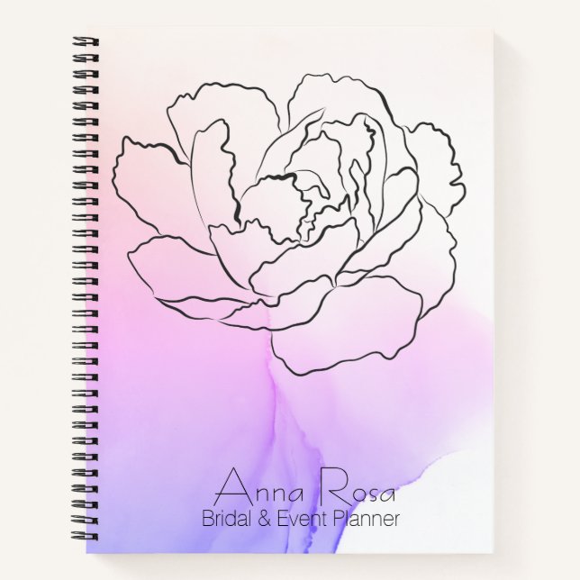 *~* Floral Rose Lavender & Pink Pastel Watercolor Notebook (Front)