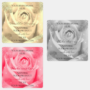 Floral Rose Light Cream Grey Pink Product Labels