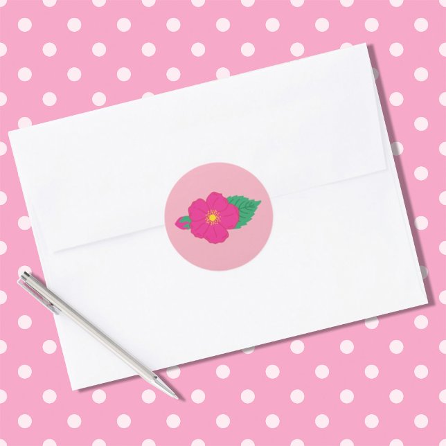 Floral Rose Pink Classic Round Sticker (Creator Uploaded)