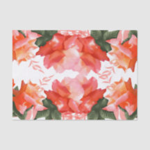 Floral Rose Pink Coral Flower Tissue Paper
