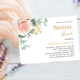 Floral rose pink greenery luxury Bridal Shower Invitation