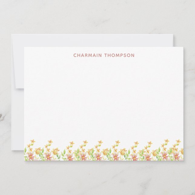 Floral Rose Pink Water Colour  Card (Front)